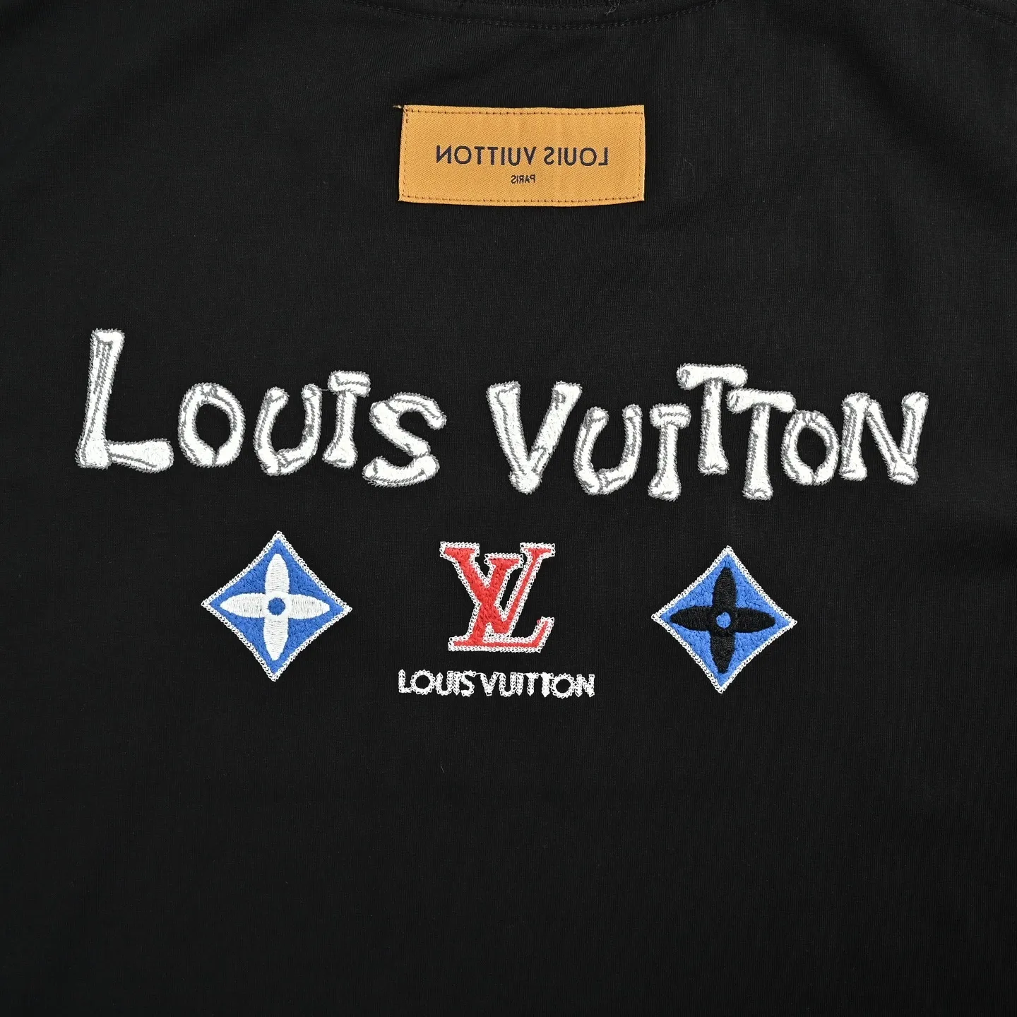 Louis Vuitton/Louis Vuitton 26ss embroidered presbyopic letter short sleeves